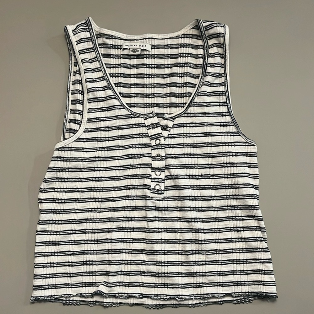 American Eagle Striped Stretch Tank Top
